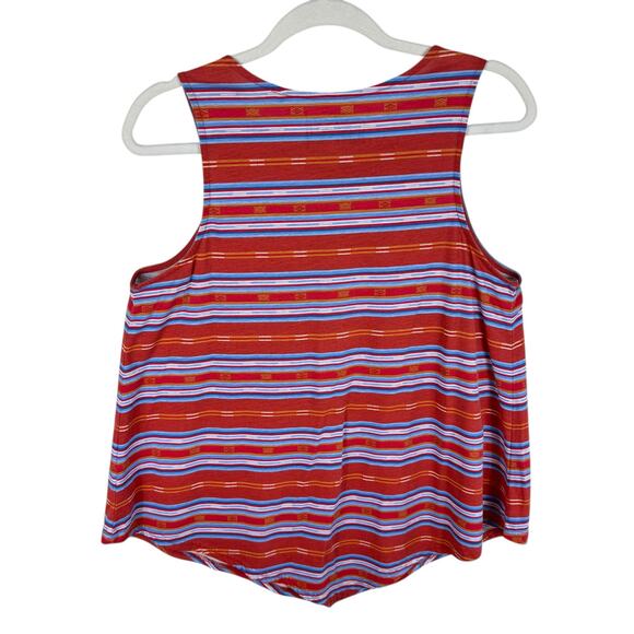 Panhandle Aztec Themed Striped Lightweight Round Neck Cotton Blend Tank Top Sz L - Picture 2 of 5